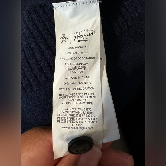 Penguin By Munsingwear Men’s Navy Blue Shawl Collar  Sweater XXL 100% Lambs Wool - Picture 15 of 16